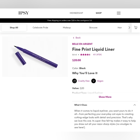 Belle En Argent Fine Print Liquid Liner in Black BNIB - Picture 6 of 8